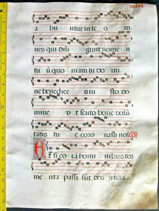 Lg.  Liturgical Music Manuscript,  Antiphonary Lf,  Vellum,  handptd.  Initials,  c.  1500,  2 3