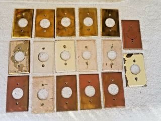 17 Brass Round Outlet Covers Wall Plate Vintage Salvage Hardware