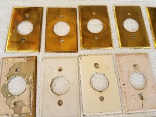 17 Brass Round Outlet Covers Wall Plate Vintage Salvage Hardware 2