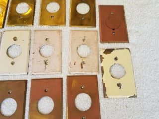 17 Brass Round Outlet Covers Wall Plate Vintage Salvage Hardware 3