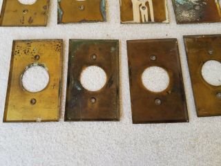 17 Brass Round Outlet Covers Wall Plate Vintage Salvage Hardware 4