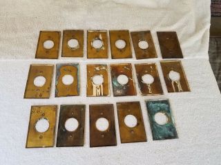 17 Brass Round Outlet Covers Wall Plate Vintage Salvage Hardware 6