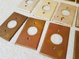 17 Brass Round Outlet Covers Wall Plate Vintage Salvage Hardware 7
