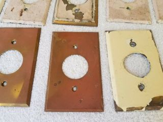 17 Brass Round Outlet Covers Wall Plate Vintage Salvage Hardware 8