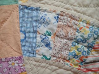 Vintage Peach & Green Wedding Ring QUILT 86x71 Such Lovely Prints 9
