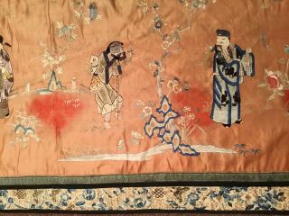 ANTIQUE 19th c QI ' ING CHINESE EMBROIDERED SILK PANEL EMBROIDERY,  436 cm x 72 cm 10