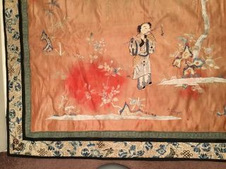 ANTIQUE 19th c QI ' ING CHINESE EMBROIDERED SILK PANEL EMBROIDERY,  436 cm x 72 cm 12