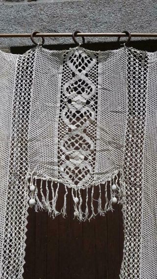 Stunning 19thc Antique French Handcrafted Lace Portière / Chateau Window Curtain