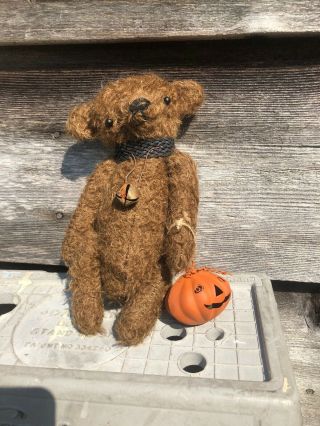 Primitive Halloween Fall Teddy Bear Ollie String Jointed