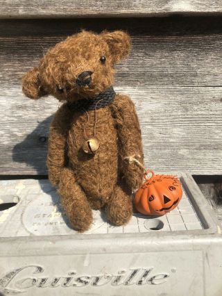 Primitive Halloween Fall Teddy Bear Ollie String Jointed 2