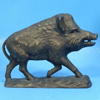 5 " Vintage German Bronze Razorback Wild Boar Sculpture