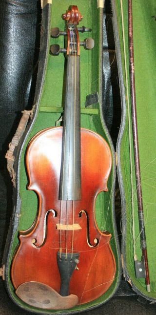 Old antique full size violin with case and bow 2