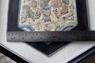 Vintage Chinese Hand Emroidered Silk Foo Dogs/Dragons Embroidery 10