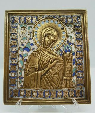 Russia Orthodox Bronze Icon The Virgin From Deesis.  Enameled.
