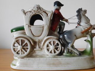 c.  19th - Antique German GDR Porcelain Horse Carriage Figure Figurine 10