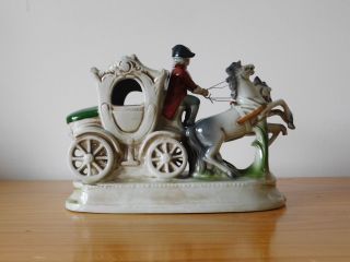 c.  19th - Antique German GDR Porcelain Horse Carriage Figure Figurine 4