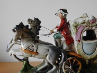 c.  19th - Antique German GDR Porcelain Horse Carriage Figure Figurine 8