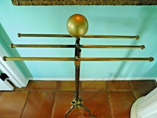 ANTIQUE VINTAGE ENGLISH BRASS CLOTHING / PANTS VALET STAND / EARLY 1900 ' s 3