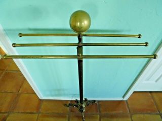 ANTIQUE VINTAGE ENGLISH BRASS CLOTHING / PANTS VALET STAND / EARLY 1900 ' s 8