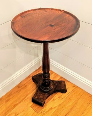 Vintage Ethan Allen Wood Plant Stand Round End Table Colonial