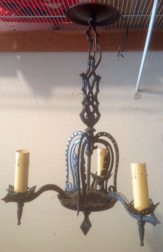 Vintage Spanish Revival 3 Light Pendant Wired Ready To Hang