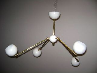 4 - Ball GLOBE Adjustable CEILING LIGHT or WALL SCONCE Mid Century DECO Atomic 50s 7