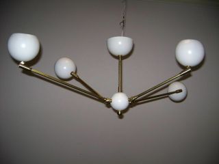 4 - Ball GLOBE Adjustable CEILING LIGHT or WALL SCONCE Mid Century DECO Atomic 50s 9