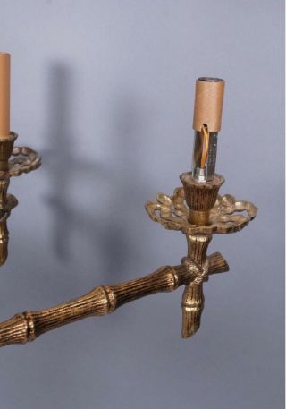 Vintage Oriental Faux Bamboo Chandelier Chinoiserie Chippendale Regency 5