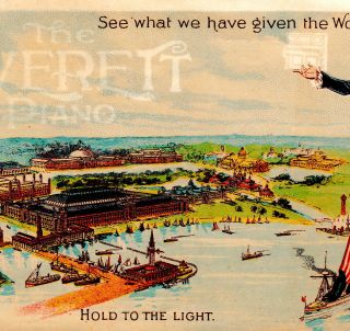 Everett Piano 1892 Chicago Exposition WCE Uncle Sam HTL novelty Advertising Card 5
