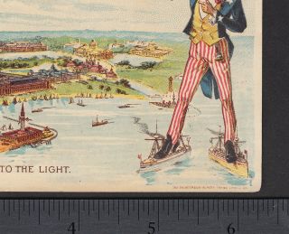 Everett Piano 1892 Chicago Exposition WCE Uncle Sam HTL novelty Advertising Card 7