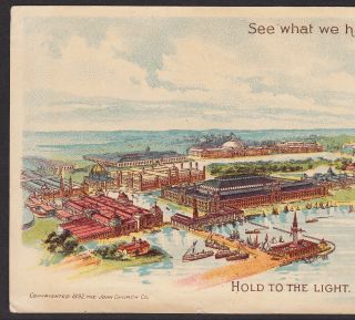 Everett Piano 1892 Chicago Exposition WCE Uncle Sam HTL novelty Advertising Card 9