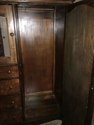Victorian Walnut Antique Armoire,  Wardrobe or Closet,  Round Knobs 5