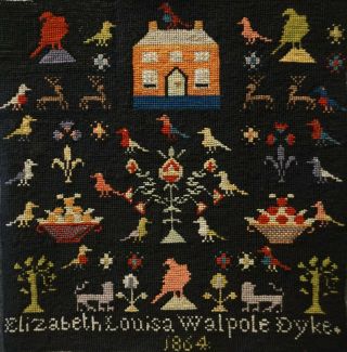 MID 19TH CENTURY HOUSE & MOTIF SAMPLER BY ELIZABETH LOUISA WALPOLE DYKE? - 1864 11