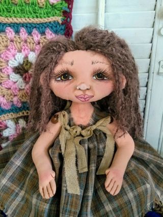 Primitive Folk Art Doll 14 Inches Hand Painted Ooak Country