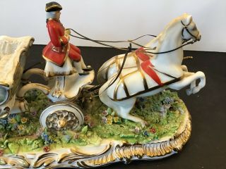 LUIGI FABRIS Porcelain Lace Figurine Sitting Lady Horse Carriage Italy 6