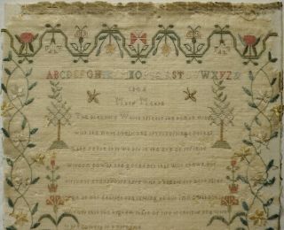 EARLY 19TH CENTURY PROSE,  MOTIF & ALPHABET SAMPLER BY MARY MOORE - 1804 2