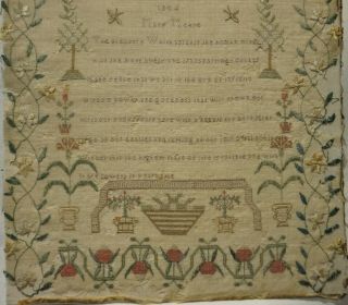 EARLY 19TH CENTURY PROSE,  MOTIF & ALPHABET SAMPLER BY MARY MOORE - 1804 3