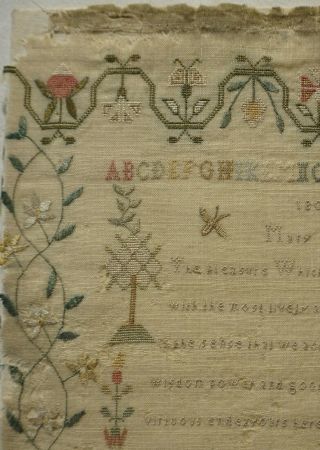 EARLY 19TH CENTURY PROSE,  MOTIF & ALPHABET SAMPLER BY MARY MOORE - 1804 4