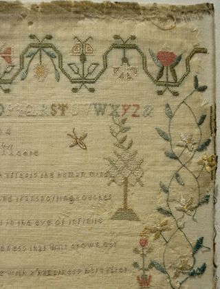 EARLY 19TH CENTURY PROSE,  MOTIF & ALPHABET SAMPLER BY MARY MOORE - 1804 5