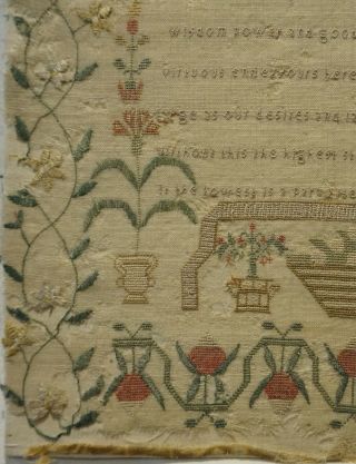 EARLY 19TH CENTURY PROSE,  MOTIF & ALPHABET SAMPLER BY MARY MOORE - 1804 6