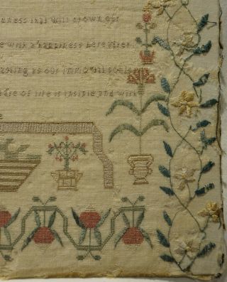 EARLY 19TH CENTURY PROSE,  MOTIF & ALPHABET SAMPLER BY MARY MOORE - 1804 7