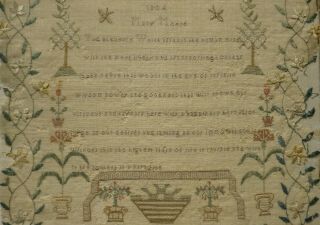 EARLY 19TH CENTURY PROSE,  MOTIF & ALPHABET SAMPLER BY MARY MOORE - 1804 9