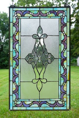 20 " X 34 " Large Handcrafted Stained Glass Beveled Window Panel