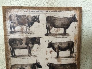 Cow BURLAP CANVAS Picture Print Farmhouse Decor Ox Cattle Dairy Beef Wall Art 3
