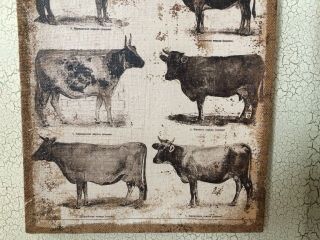 Cow BURLAP CANVAS Picture Print Farmhouse Decor Ox Cattle Dairy Beef Wall Art 4