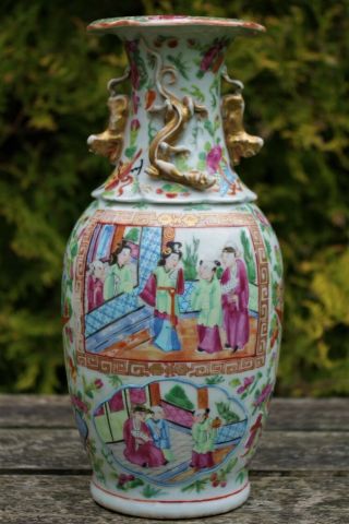 Antique Chinese Hand - Painted Famille Rose Vase