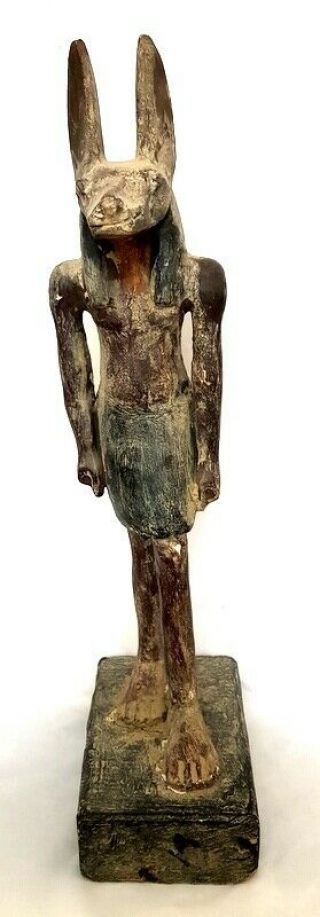 Giant Wood Egyptian Antique Anubis God Figurine Hieroglyphic Mummy Sculpture 2