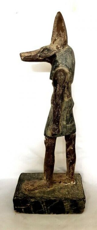 Giant Wood Egyptian Antique Anubis God Figurine Hieroglyphic Mummy Sculpture 4
