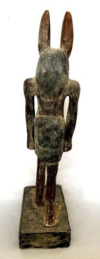 Giant Wood Egyptian Antique Anubis God Figurine Hieroglyphic Mummy Sculpture 5
