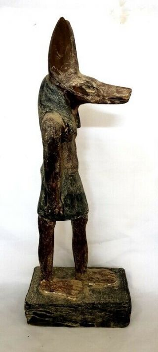 Giant Wood Egyptian Antique Anubis God Figurine Hieroglyphic Mummy Sculpture 6